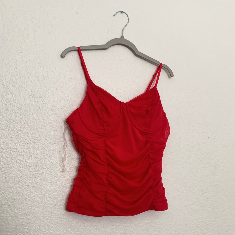 Red Bustier Cami Polly Top